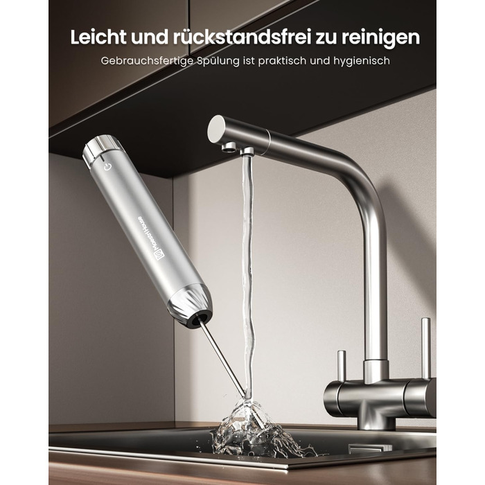 Електричний піноутворювач для молока Maestri House з регулюванням швидкості, знімний металевий вінчик, для лате та капучино (сріблястий)