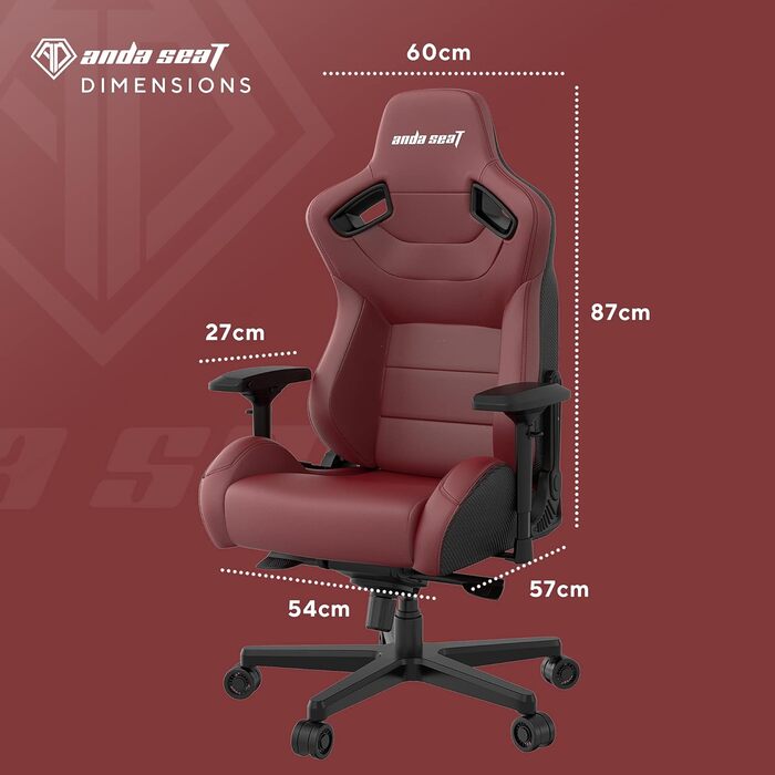 Крісло ігрове Anda Seat Kaiser 2 XL Leder – ергономічне, з підлокітниками 4D, підголовником та поперековою підтримкою (каштанове)