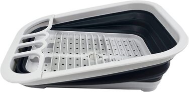 Складаний злив для посуду SAMMART з дошкою для зливу-портативний органайзер для посуду-компактний кухонний лоток для зберігання (Грау / Шифер Греу)