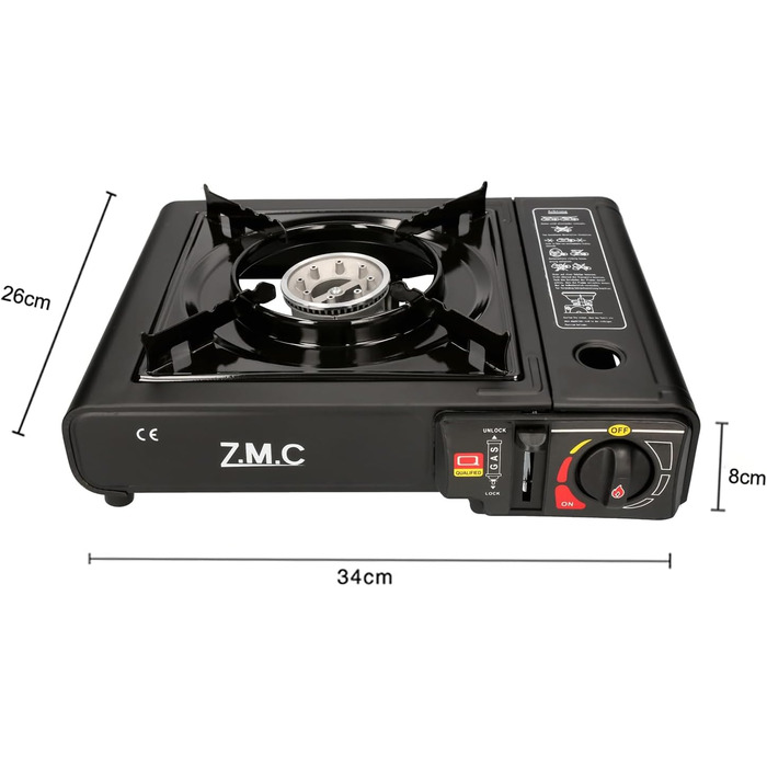 Z.M.C. газовий набір для кемпінгу: 1-ти ремінь, адаптер для LPG, кейс, картриджі 227г, гриль-плита, п'єзозапалювання. Для відпочинку на природі та в приміщенні