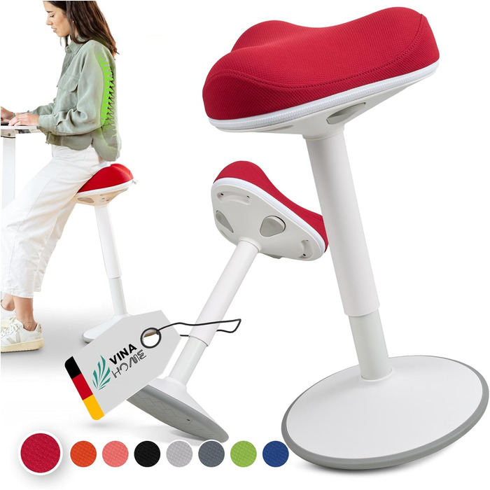 Офісний стілець SH-01 Zip з знімним чохлом | Ергономічний стілець-пуф | Сертифікований IGR | Для роботи та відпочинку | З ефектом гойдання | Регулювання висоти 58-83 см (ZIP, Червоний)