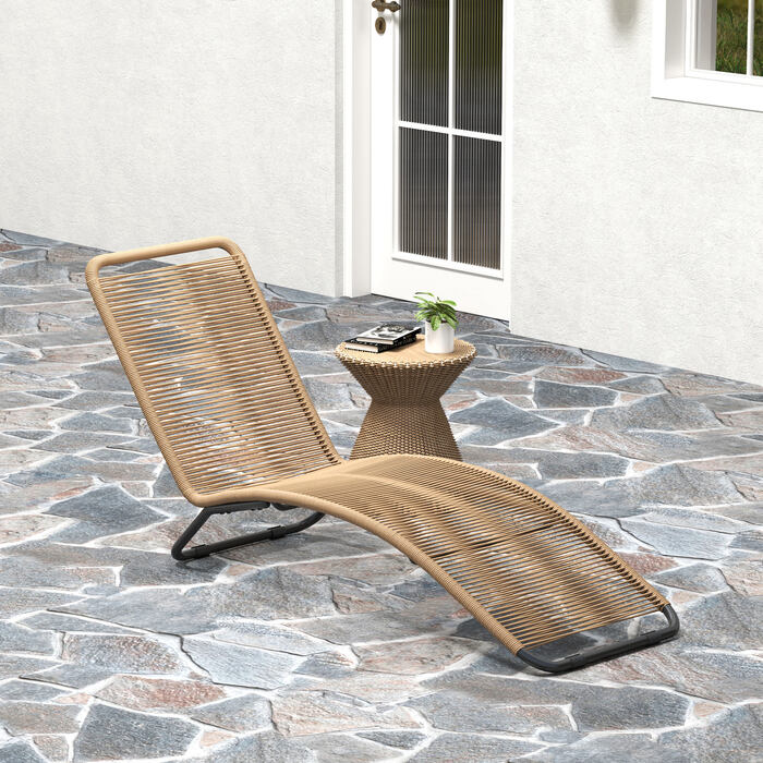 Розкішний шезлонг з ротангу, S-подібний дизайн, плетіння з ротангу, каркас зі сталі, колір - коричневий