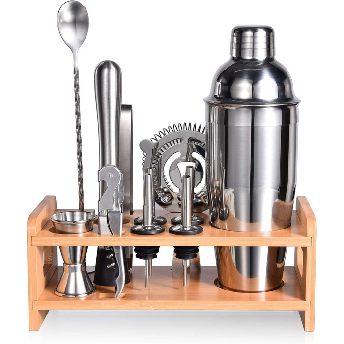 Набір шейкер для коктейлів Esmula 750 мл, 12 предметів, нержавіюча сталь, професійний барменський набір, інструменти для приготування коктейлів вдома