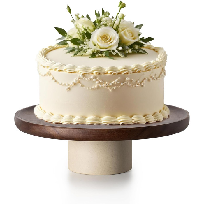 Підставка для тортів CEEFU Rustikaler з акацієвого дерева, 22.9 см, натуральний колір, для весільних тортів, сервірування випічки, десертів, перекусів, презентації на вечірках, днях народження
