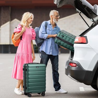 Набір валіз Roadcheer: тріо з полікарбонату з TSA-замком, рюкзак, аксесуари для подорожей (темно-зелений)