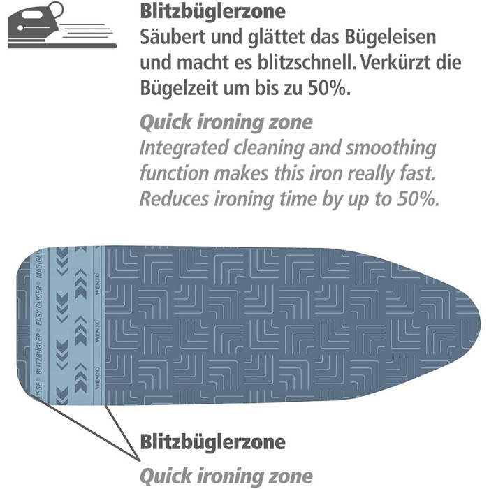 Чохол для прасувальної дошки Wenko Air Comfort із застібкою-блискавкою Zone XL / Універсальний чохол для прасувальної дошки для швидкого і без складок прасування, 5-la