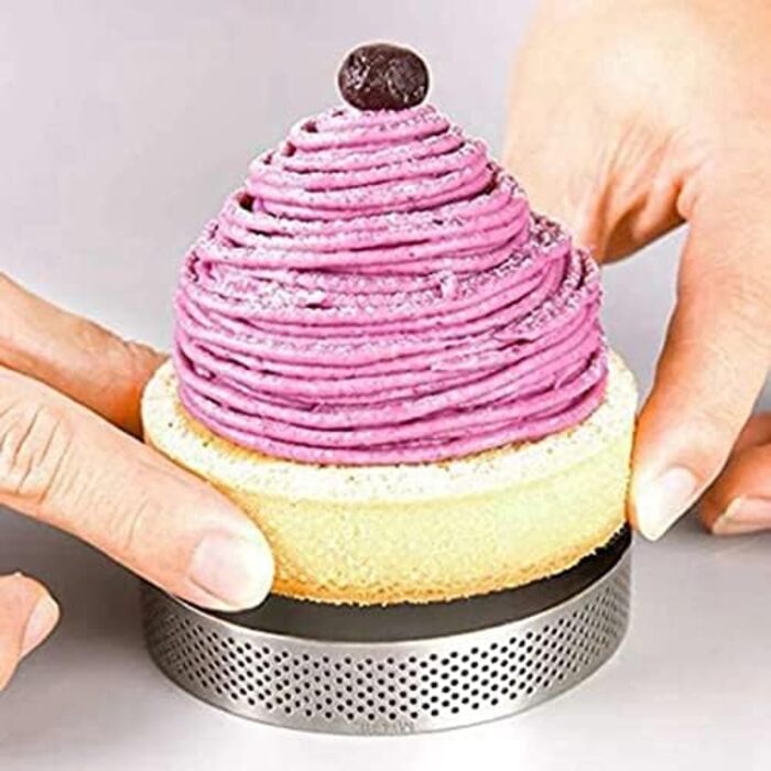 Тіаму 12 упаковок подвійні рулонні кільця для торта з нержавіючої сталі, перфороване кільце для мусу для торта, кільця для кексів, кільця для пампушок, Круглі форми для випічки тортів інструменти 6 см