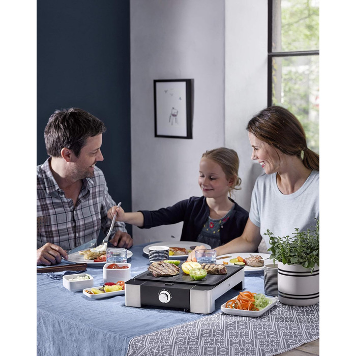 Електричний гриль WMF Lono Quadro: компактний гриль з нержавіючої сталі, 1250 Вт, для дому, легко миється