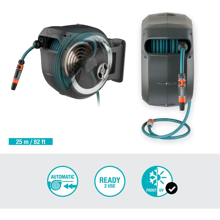 Набір для поливу Gardena RollUp M 20 м: шланг, бокс, розпилювач, кріплення для стіни, для середніх садів