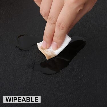 Набір з 6 місць для сервірування столу з штучної шкіри, термостійкі, водонепроникні, легко миються (чорні, 43 x 30 см)