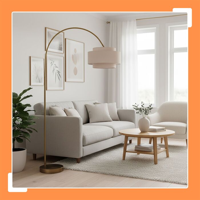 Relaxdays: Арка-настільна лампа з металу та тканини