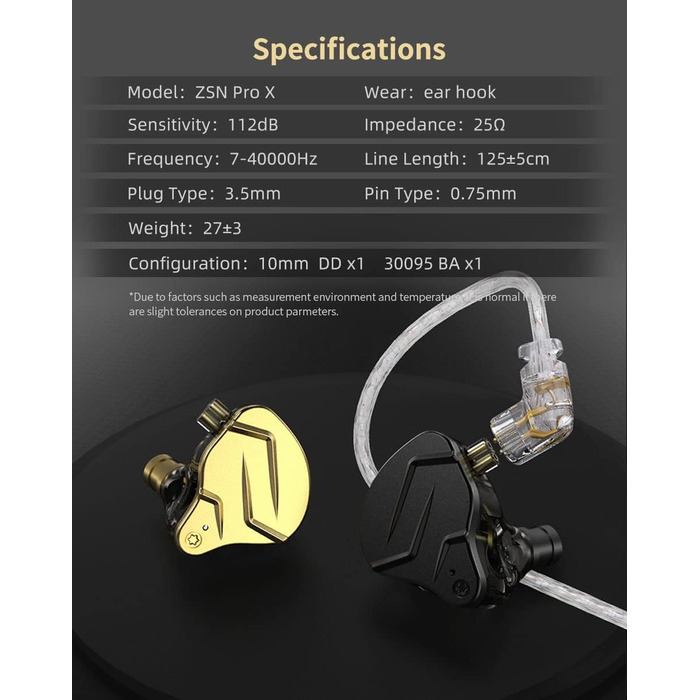 Навушники-вкладиші keephifi KZ ZSN Pro X HiFi IEM навушники, шумозаглушення, знімний кабель