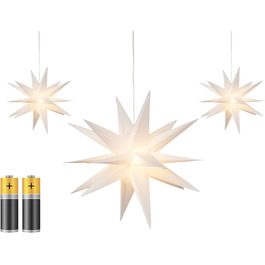Різдвяна зірка з 3D підсвічуванням - різдвяна зірка, внутрішня/зовнішня, підвісна, кабель 100 см, Ø 25 см, на батарейках