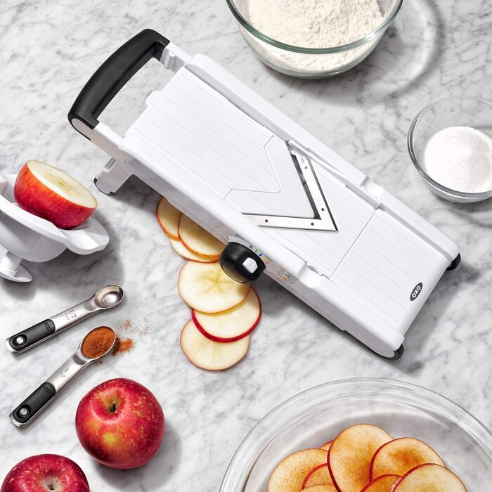OXO Good Grips Професійний овочефрутовий слайсер 2.0 з лезом з японської сталі, сірий, для кухаря (одинарний, V-подібне лезо)