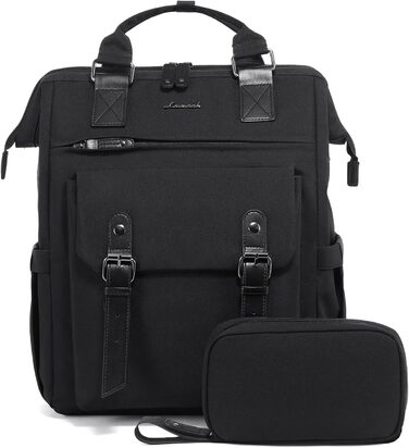 LOVEVOOK Рюкзак жіночий, чорний, 15.6 дюймів, водонепроникний, для школи, університету, роботи, подорожей, з USB-кабелем