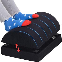 Підставка для ніг 5 STAR UNITED під стіл, регульована, з memory foam, сітчаста тканина, 15 см, для дому та офісу – темно-сіра (чорна)