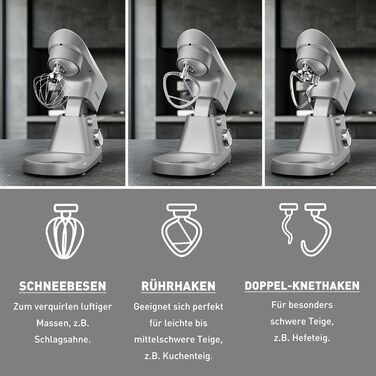 Кухонна машина Heinrich's 1500W з місткою чашею 6L (нержавіюча сталь)