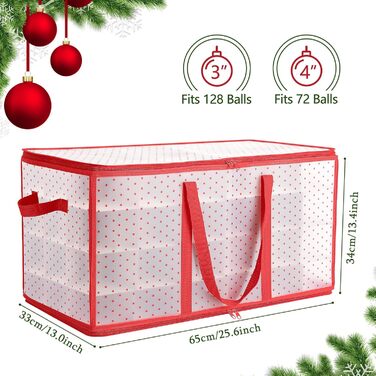Коробка для зберігання новорічних кулічок, 128 відділень, червона