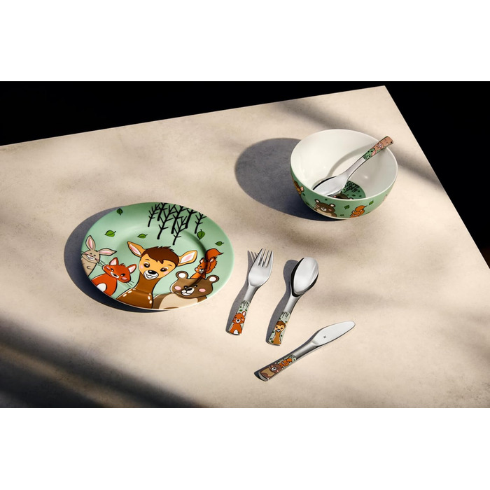 Дитячий столовий набір WMF Waldfreunde з гравіюванням імені - гарний дитячий набір посуду, подарунок на хрещення, персоналізований подарунок для дівчаток та хлопчиків від 3 років