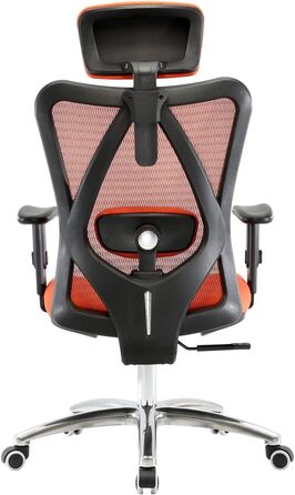 Офісний стіл Mendler HWC-J86, ергономічне крісло, регульована поперекова підтримка, 150 кг, оранжеве