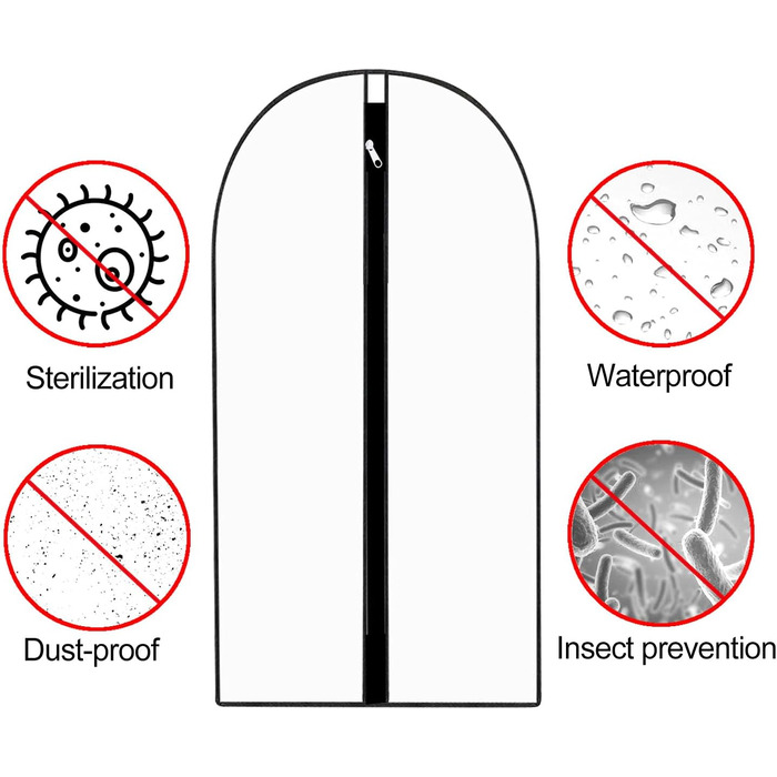Прозорих чохлів для сумок для одягу на блискавці, захист 24x39/47IN для курток і суконь, 12 шт.