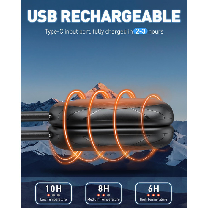 Електричні грілки для рук Cnkeeo 2 шт. з роздільним магнітним з'єднанням, Powerbank USB, 3 режими нагріву, для активного відпочинку, риболовлі, полювання, чорно-білі (чорний)