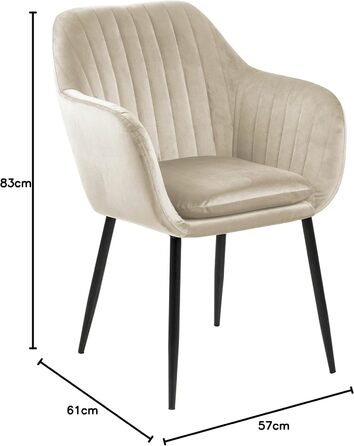 AC Design Furniture Стілець для їдальні Венді, Велюр/Метал, 57x61x83 см, 1 шт. (Бежевий/Чорний)