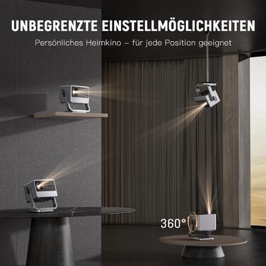 Проектор VOPLLS B-21000L 4K з автофокусом та корекцією трапецеїдальних спотворень, 28000 люмен, WiFi6, Bluetooth, Dolby Audio, Full HD 1080P, для дому та вулиці