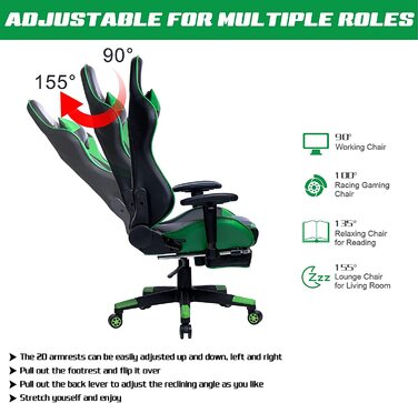 Ігрове крісло WOLTU зелене