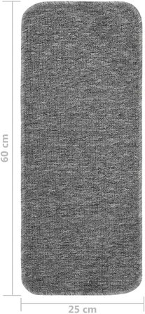 Ступінчастий килимок VidaXL ступінчасті килимки сходові килимки сходовий килимок захист сходів сходовий килимок захист сходів протиковзкий килимок 75x20 см (60 х 25 см, сірий), 15 шт.