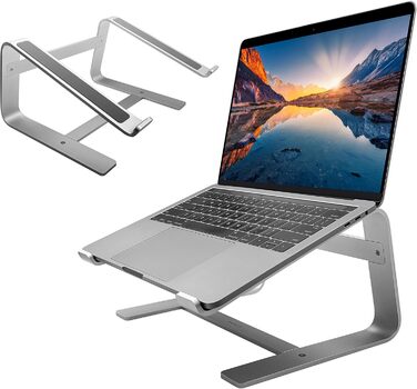 Підставка для ноутбука Macally ASTAND з алюмінію, сумісна з Apple MacBook, MacBook Air, MacBook Pro та іншими ноутбуками 10-17 дюймів, срібна