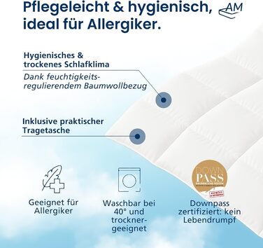 Пухова ковдра DormiGood 135x200 см - цілорічна, німецька якість, 100% пух, дихаюча, сертифікат Oeko-Tex
