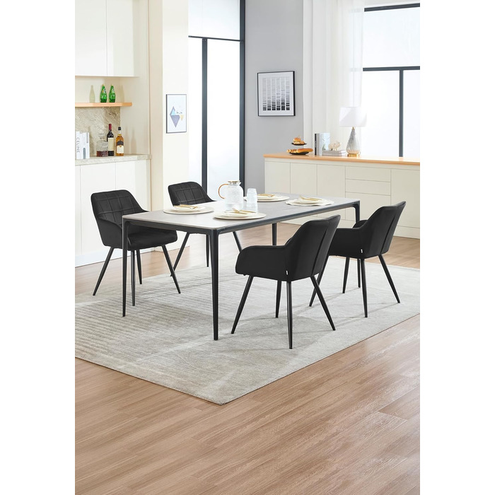 Крісла для їдальні WOLTU - 8 шт., з м'яким сидінням з велюру, металеві ніжки, для кухні, вітальні