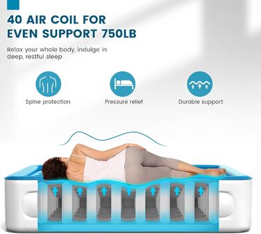 Надувний матрац Robuste, блакитний, розмір Queen (45,7 см)