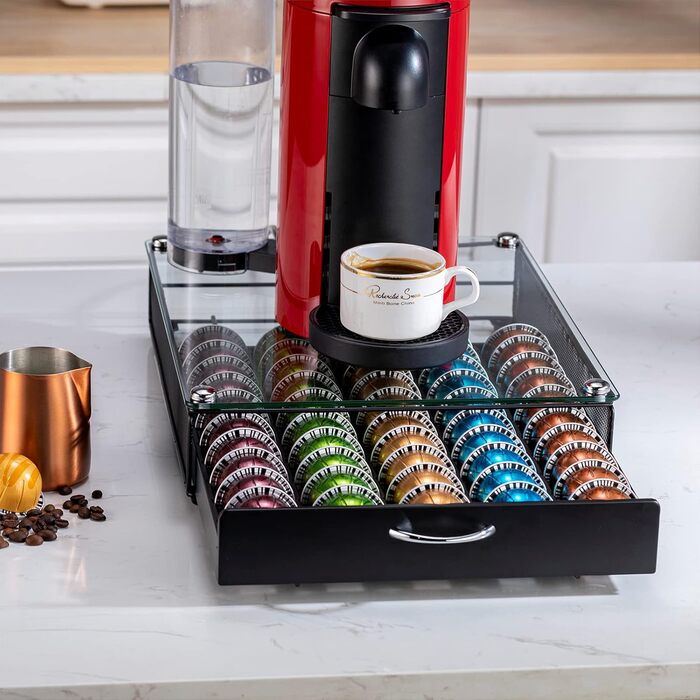 Тримач для капсул Vertuo Rice Rat - 50 капсул, чорний, скляний, сумісний з Nespresso Vertuo