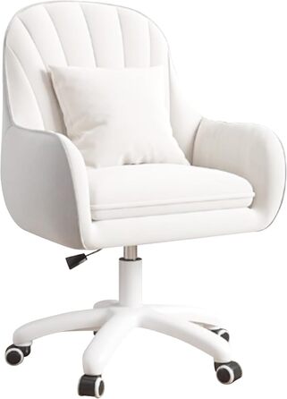 Крісло Aivermeil для дому та офісу, з м'якою оббивкою з велюру, з підголовником, поворотне, регульоване по висоті, ергономічне, для робочого кабінету, спальні, до 120 кг, біле