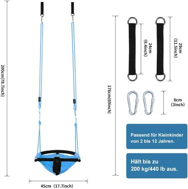 Дитяча гойдалка-трансформер 2-в-1 Nets Tribe для дому та саду (зелений/блакитний)