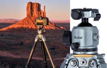 Професійний карбоновий штатив Rollei Lion Rock Pro з головкою, ультралегкий, вантажопідйомність 20 кг, висота до 147,5 см, компактний, змінні шипи для стабільності