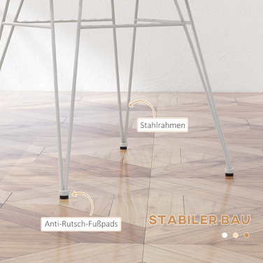 HOMCOM Набір з 2-х стільців у бохо-стилі, кухонні стільці, з ротангу PE, 56 x 60 x 79 см, натуральний + білий