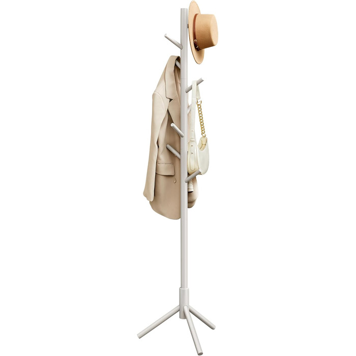 Стійка для одягу VASAGLE з масиву дерева, вішалка для одягу у вигляді дерева, 8 гачків, 3 регульовані висоти, для одягу, капелюхів, сумок, вітальня, спальня, офіс, RCR04GY (Cappuccinobeige)
