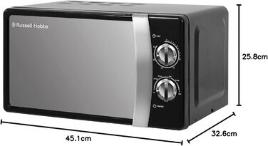 Мікрохвильова піч Russell Hobbs RHMM701C Solo 17л, 700 Вт, чорна: розморожування, таймер, 5 рівнів потужності