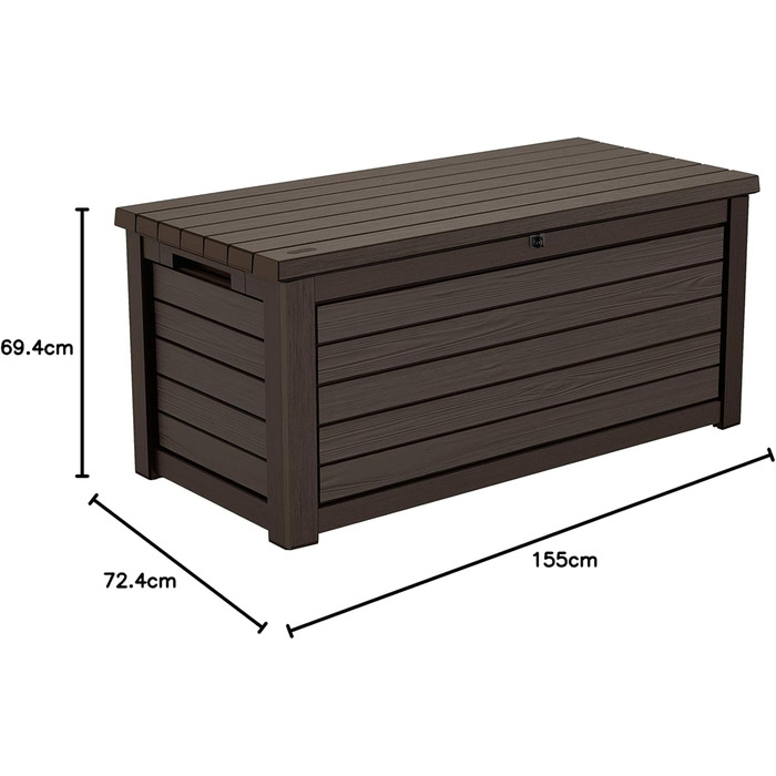 Садова скриня/бокс для зберігання Koll Living Gartenbox 623 л, коричневий - з газовими амортизаторами, вантажопідйомність кришки 272 кг