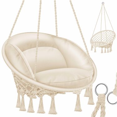 Крісло-гойдалка KESSER® з подушкою - зручне крісло для відпочинку дорослих та дітей, вантажопідйомність до 150 кг, для дому та саду