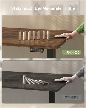 Електричний стіл JUMMICO 100x60 см з USB-портом для зарядки, регулювання висоти, коричневий