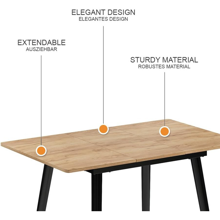 Розкладний стіл Vicco Esstisch Beaver з ефектом золотого дуба/чорного кольору, 80 x 70 см, для їжі та роботи
