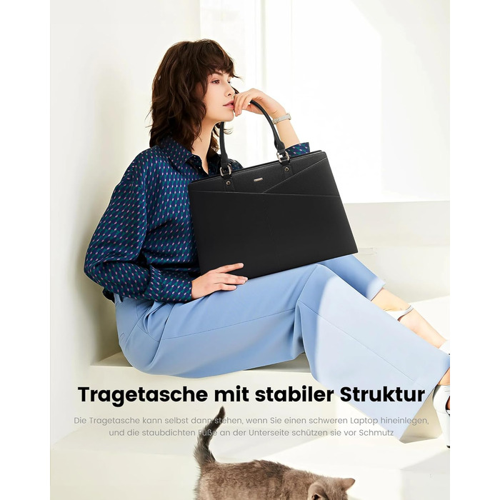 Сумка для ноутбука LOVEVOOK: жіноча сумка-шоппер, велика, для роботи, навчання, офісу, бізнесу, 15.6 дюймів, чорна