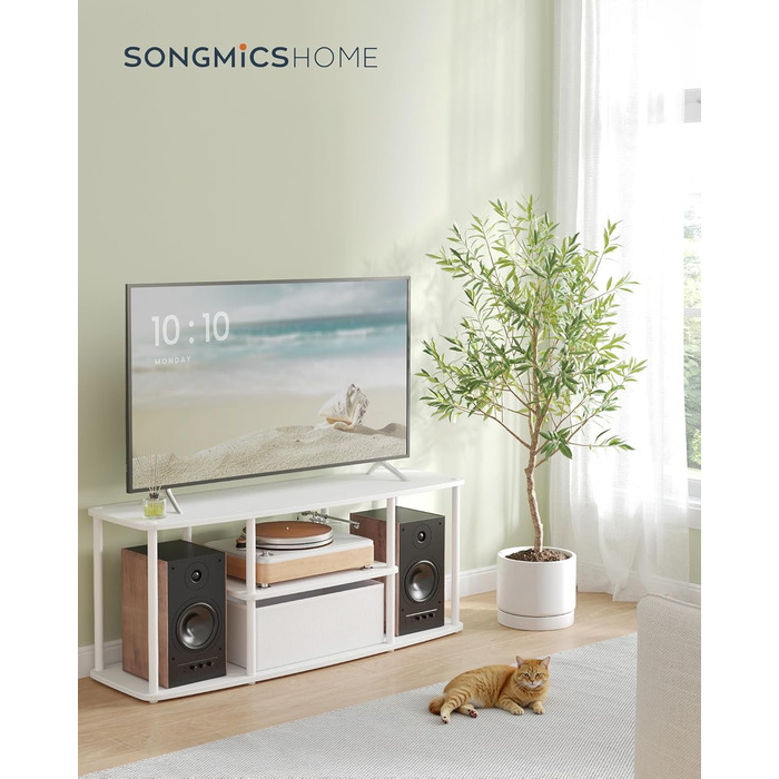Тумба під телевізор SONGMICS для телевізорів до 50 дюймів, 110 x 35 x 46 см, білий матовий, LTV500W01
