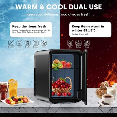 Mini холодильник Enventor 10L: компактний, тихий, з функцією охолодження та нагріву (12V/220V) для авто, спальні, офісу, косметики (чорний)