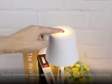 Настільна лампа бездротова 2 шт. 5200mAh, цинковий сплав, IP54, тепле світло, сенсорне регулювання, для дому та бізнесу, білий