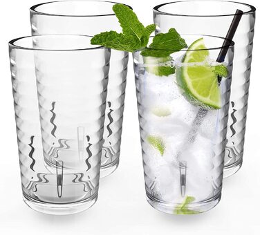Набір склянок ALIMOTA 4 шт. на 385 млНабір склянок для водиможна використовувати повторно пластикові стаканинебиткий лікер